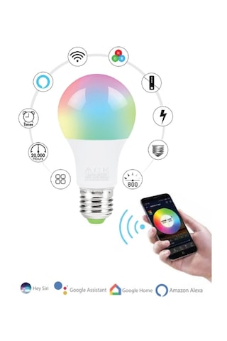 Ack Led Ampul Rgb Wifi Akıllı Uzaktan Kumanda E27 16 Milyon Renk