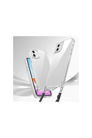 Effox İphone Uyumlu 11 Kılıf Aihttgli Takılabilir Askı Aparatlı Snap Silikon Kapak-şeffaf Şeffaf