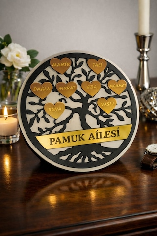 Aile Soy Ağacı Temalı Masa Süsü Kişiye Özel No45