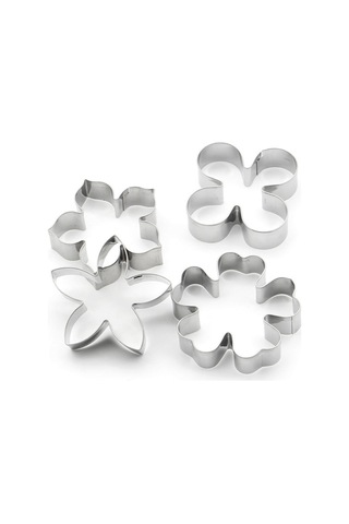 4pcs Çiçek Şekli Kurabiye Kesici Mutfak Ev Diy Pişirme Aksesuarları İçin Yeniden Kullanılabilir Metal Kurabiye Kesici Çok Renkli