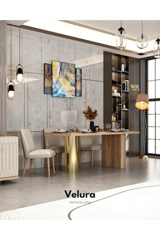 Yuvam Yemek Odası Takımı Yemek Masası + 4 Adet Sandalye Gri