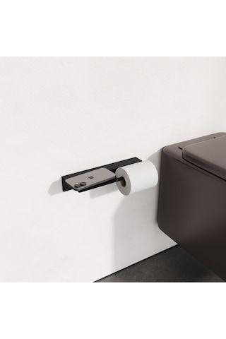 Zift Unique Paslanmaz Çelik Tuvalet Kağıdı Tutacağı-raflı Ve Kendinden Yapışkanlı Wc Kağıtlık, Mat Siyah Siyah