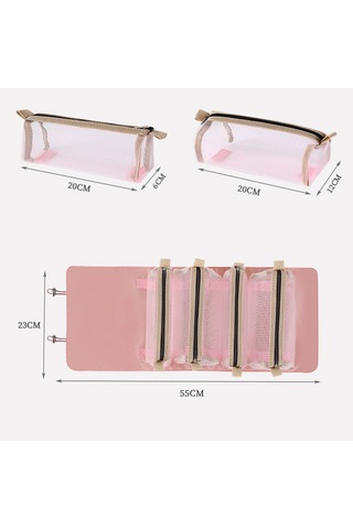 Moveevo 4'ü 1 Arada Makyaj Kozmetik Çantası Tuvalet Çantası Taşınabilir Büyük Kapasiteli Katlanır Depolama Düzenleyici