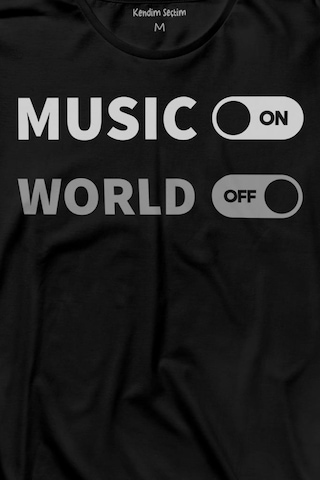 Musicon World Off Müzik Dünya Uzun Kollu Tişört Baskılı T-shirt 001