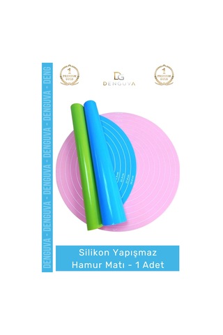 Hamurmatı Gıda Sınıfı Profesyonel Mutfak Tipi Hamur Açma Ölçülü Silikon Yapışmaz Hamur Matı - 1 Ade Çok Renkli