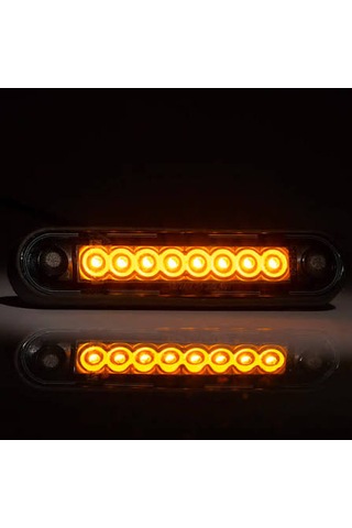 Frıstom Ft-073 Dark Long 8 Ledli Pozisyon Lamba Ledli Turuncu 12v - 36v 0,15 Mt Siyah Lastik Contalı