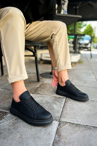 Aymood Mn979 - Santoni Crt Spor Erkek Ayakkabı Sıyah Siyah