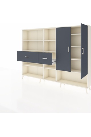 Arges Dolap 10 Raflı 2 Çekmeceli 2 Kapaklı 220x30x163 Aytaşı-antr Aytaşı-antrasit