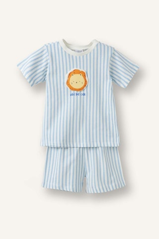 Defacto Çizgili Kısa Kollu Üst Şort Alt 2li Pijama Takımı Erkek Bebek H4033a526hsbe316 Mavi-be316