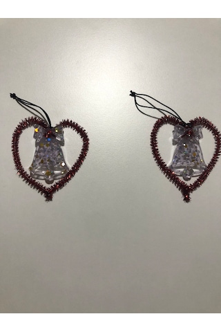 2 Li Kırmızı Kalpli Yılbaşı Çam Ağacı Süsü