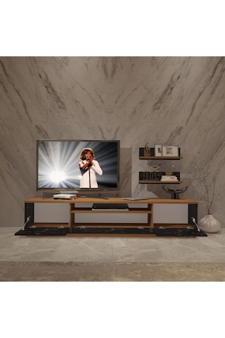 Decoraktiv Trendstyle 4s Mdf Tv Ünitesi Tv Sehpası Ceviz - Siyah Mermer