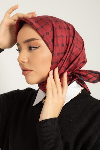 Silk Home Twill İpek Eşarp - 11393-11 Bordo Siyah Çok Renkli