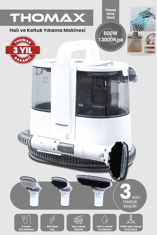 Thomax Dmw001a Koltuk Halı Yıkama Ve Leke Çıkartma Makinesi 1500 Ml Temiz 850 Ml Kirli Su Haznesi 600w Güç