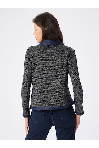 Faik Sönmez Denim Garnili Simli Örme Track Ceket W27ckt032 Uw27ckt03227 İndigo