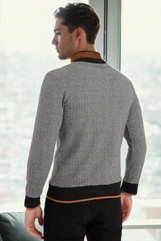 9039 Dewberry Erkek Sweatshırt-desenli Siyah Desenli Siyah