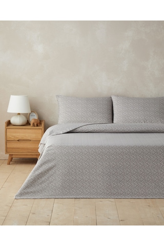 English Home Geomora Kolay Ütülenir Çift Kişilik Çarşaflı Nevresim Takımı 200x220 Cm Vizon Vizon