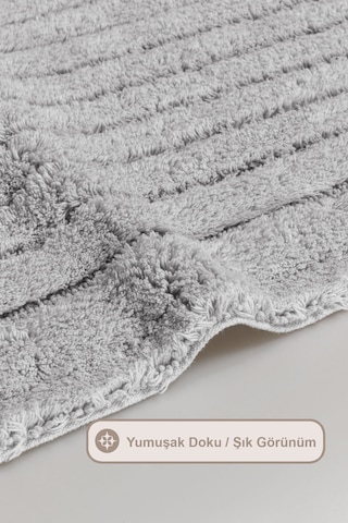 Elart Luin Banyo Halısı Paspas Takımı Pamuklu 2 Adet 60x100 Cm Gri Gri