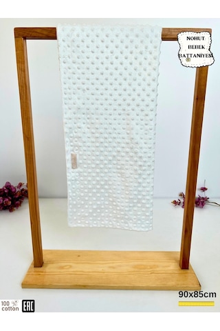 Nohut Kız / Erkek Bebek Battaniyesi Kundağı Çift Katlı %100 Pamuklu Çok Amaçlı Örtü 90x85cm Ekru