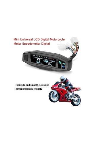 Pazly Universal Motosiklet Lcd Gösterge Paneli - Hız, Devir Ve Yakıt - Siyah