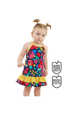 Denokids Çiçekli Kız Bebek Poplin Elbise