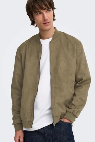Only & Sons Onslucas Erkek Süet Görünümlü Bomber Ceket Günlük Rahat Şık Haki