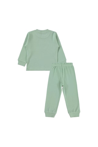 Minidamla Gülen Yüz Baskılı 1-6 Yaş Pijama Takımı - Yeşil Mint