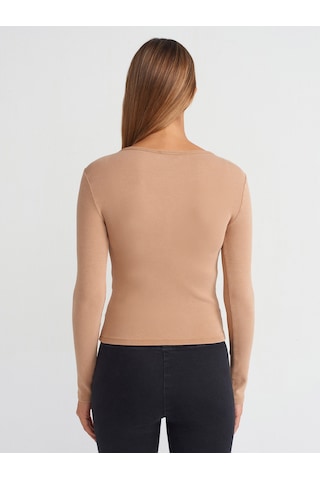 Dilvin 31158 Yıkama Efektli Top Bej