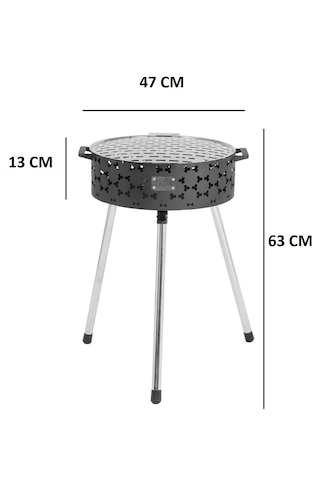 İksa Katlanabilir Mangal Orta Gri - Siyah