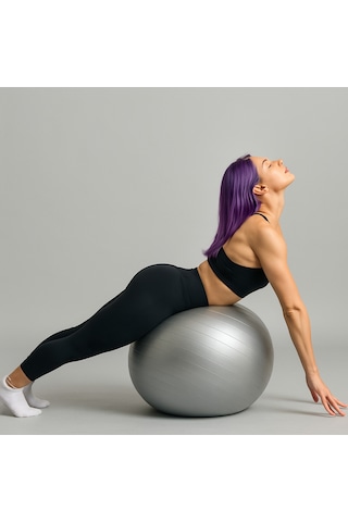 Evapera Yeni Nesil Pilates Topu + Pompa Profesyonel Dayanıklı Fitness Yoga Denge Egzersiz Plates Topu 75 Cm Gri