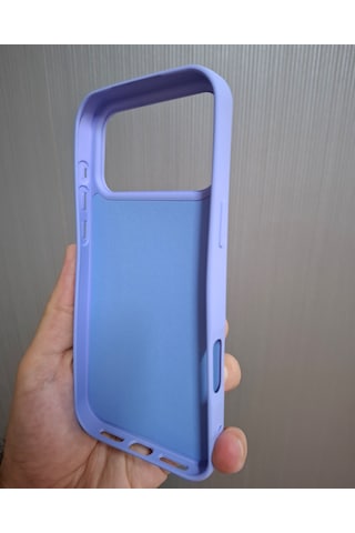 Apple Uyumlu iPhone 17 Pro Max Logolu İçi Kadife Silikon Lansman Kılıf Lila