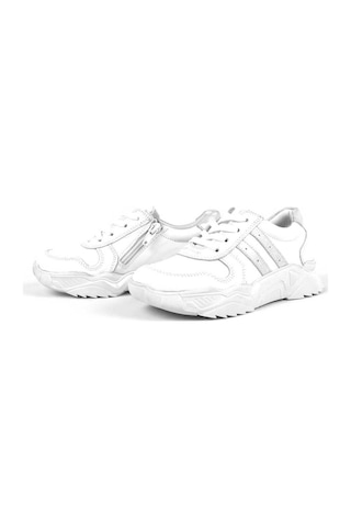 Hakiki Deri Kız Çocuk Sneakers Ayakkabı Beyaz