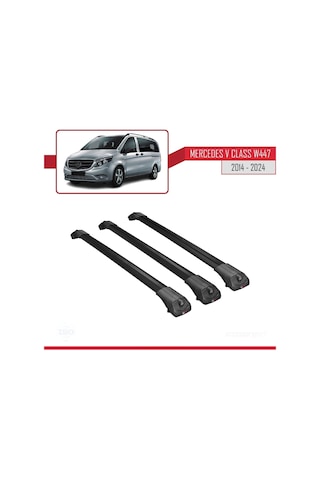 Mercedes V Class W447 2014 Ve Sonrası İle Uyumlu Ace-1 Ara Atkı Tavan Barı Siyah 3 Adet Bar