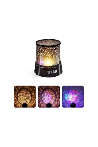 Sepetegelsin Yeni Moda Renkli Yıldızlar Led Gece Işığı Siyah