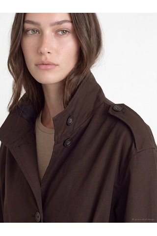 Lcw Modest Kahverengi Dik Yaka Kuşaklı Oversize Kadın Trençkot