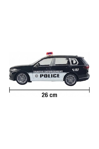 1:16 Ölçekli Şarjlı Bmw X7 2.4 Ghz Full Fonksiyon Uzaktan Kumandalı Işıklı Polis Aracı Siyah