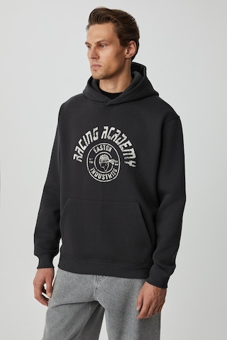 Grımelange Edgar Erkek Yumuşacık Kapüşonlu Oversize Antrasit Sweatshirt
