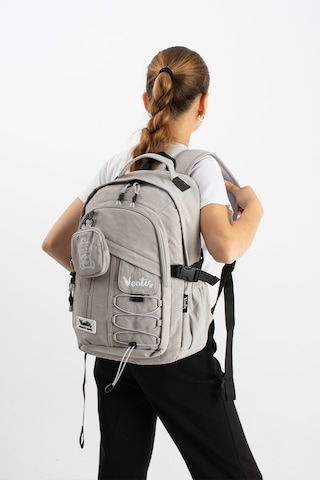 Ventis Qualty Okul Çantası Su Geçirmez Klinkır Kumaş Unisex Sırt Çantası Model 9b Açık Gri