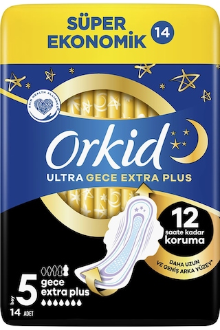 Orkid Ultra Ekstra Gece Ekstra Plus Hijyenik Ped 14 Adet