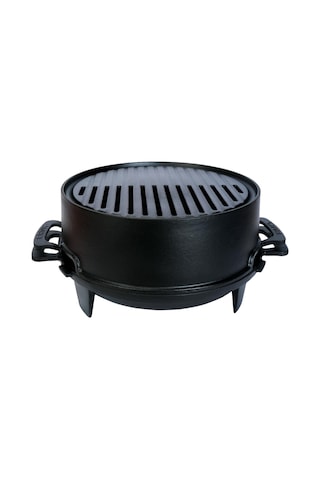 Lava Döküm Mangal Izgara Set Döküm Demir Ø 36cm - Siyah