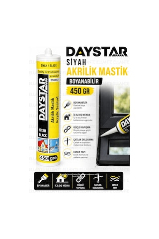 Siyah Akrilik Mastik 450 Gr Boyanabilir Dolgu Mastiği İç Dış Mekan Çatlak Ve Boşluk Dolgu Yüksek Kal Çok Renkli