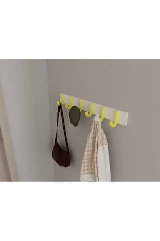 Hepsi3boyutlu Modern Duvar & Kapı Baston Askılık - 6 Adet Sarı J Askılık - Model No : 6 Sarı