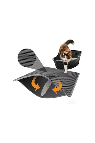 Lunaev Kedi Tuvalet Önü Kum Toplayıcı Temizleyici Elekli Gri Paspas