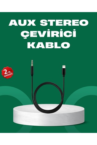 Hubrendy Tekno Lightning To 3.5mm Aux Ses Dönüştürücü Kablo 1 Metre Stereo Uyumlu
