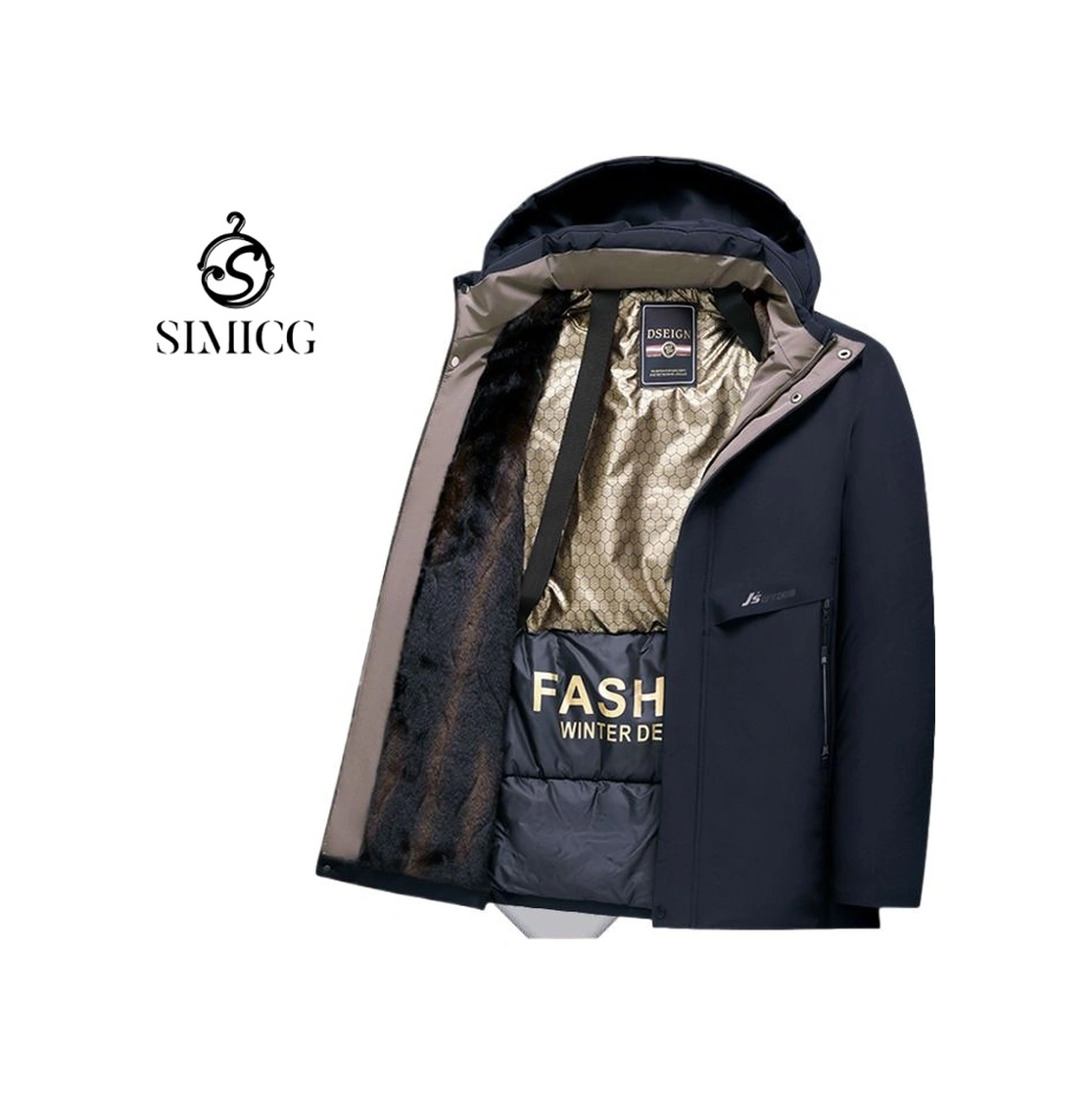 Kışlık Mont Pamuklu Mont Artı Kadife Kalınlaştırılmış Baba Orta Yaşlı Ve Yaşlılar İçin Sıcak Ceket Mont Mavi