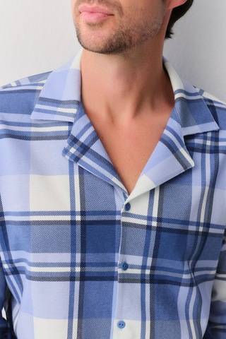 Suwen Sam Erkek Maskülen Pijama Takımı Sh26301660b375 Mavi Ekoseli