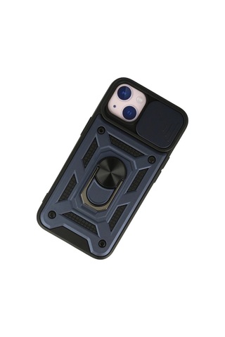 Apple, Uyumlu iPhone 15 Kılıf Pars Lens Yüzüklü - Lacivert - Aflc-879095