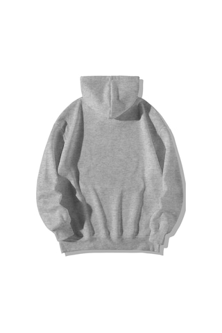 Harmandar Anubiz Rock Baskılı Unisex Siyah Kanguru Cepli Kapüşonlu Sweatshirt Hoodie Gri