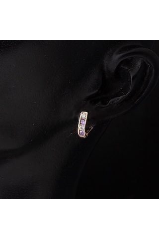 Bilezikci 14 Ayar Altın Mor Bebek Küpesi KP20091