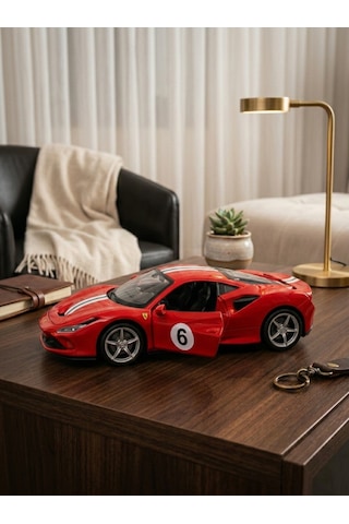 Ferrari Temalı Sport Araba Açılabilir Kapılı Dayanıklı 12 cm Oyuncak Araba Kırmızı