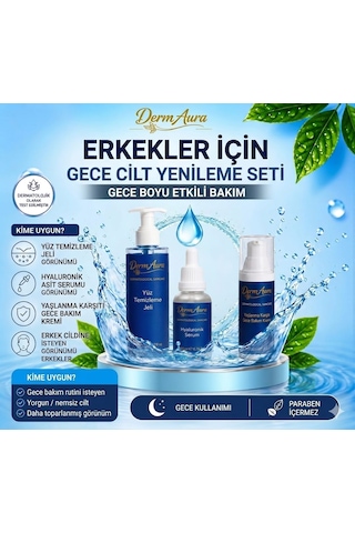 Dermaura Erkekler İçin Gece Cilt Yenileme Seti